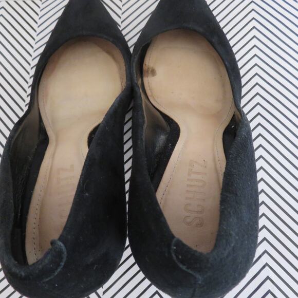Schutz Lou Black Classic Suede Pump Stiletto Heel 7.5 Women's - Picture 9 of 9